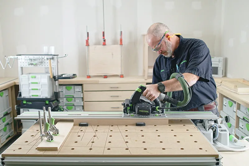 Brent using a track saw