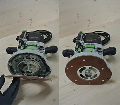 Fitting the groove cutter and copying ring into the router