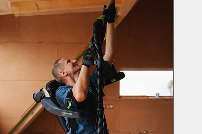 Karl Preisser with exoskeleton